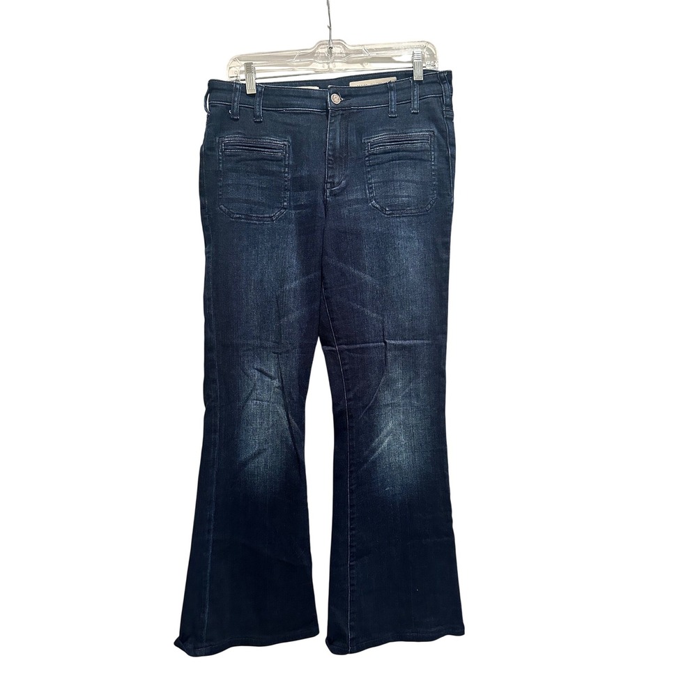 Pilcro Anthropologie Script Bootcut Flare Jeans Dark Wash Size 29 Tall